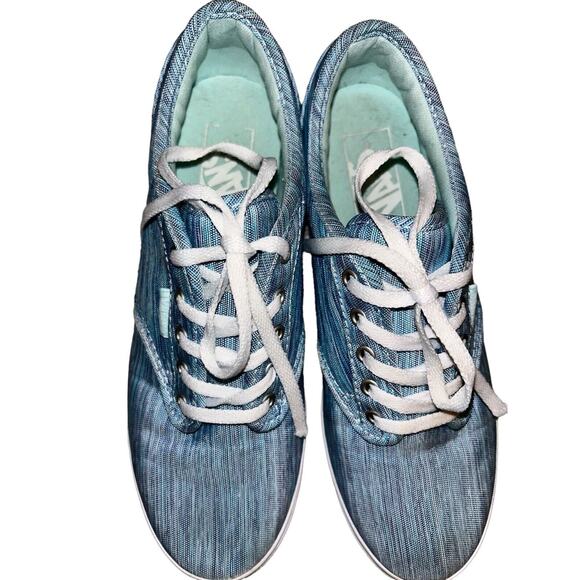 VANS Authentic Canvas Flat Sneakers Womens 6 US Shiny Light Blue/Light Green - Picture 4 of 9